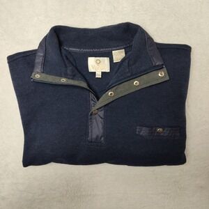 Viyella Pullover Mens L Blue Mock Neck Tight-Knit Pullover Long Sleeve Pockets